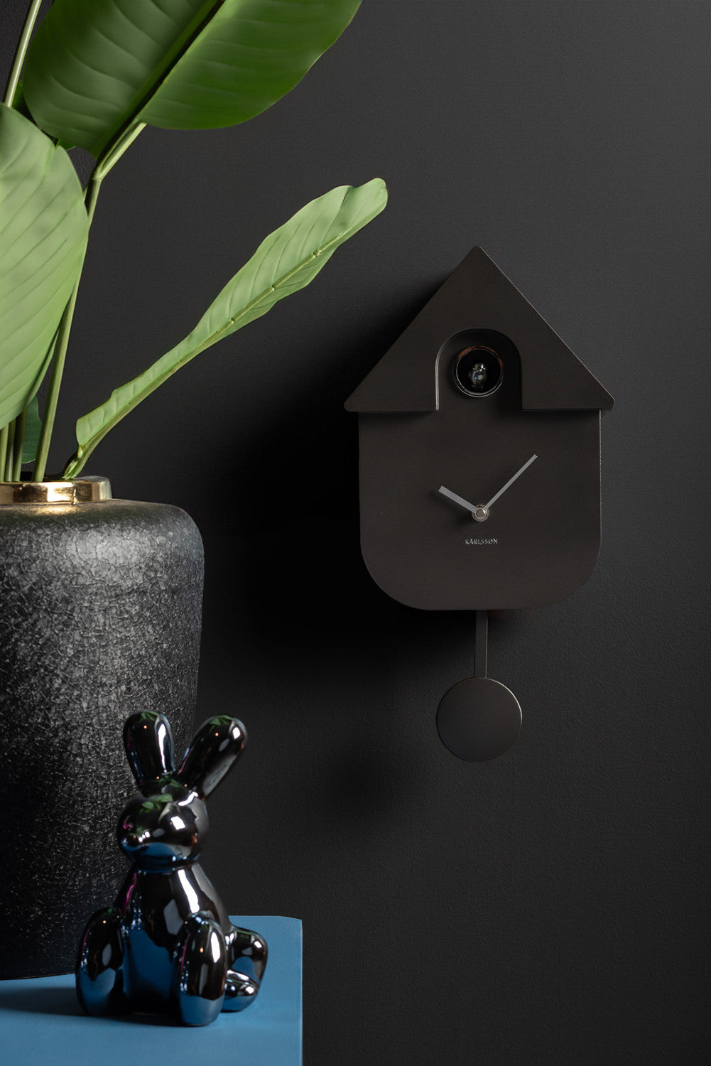 Metallic Dark Grey Modern Cuckoo Clock