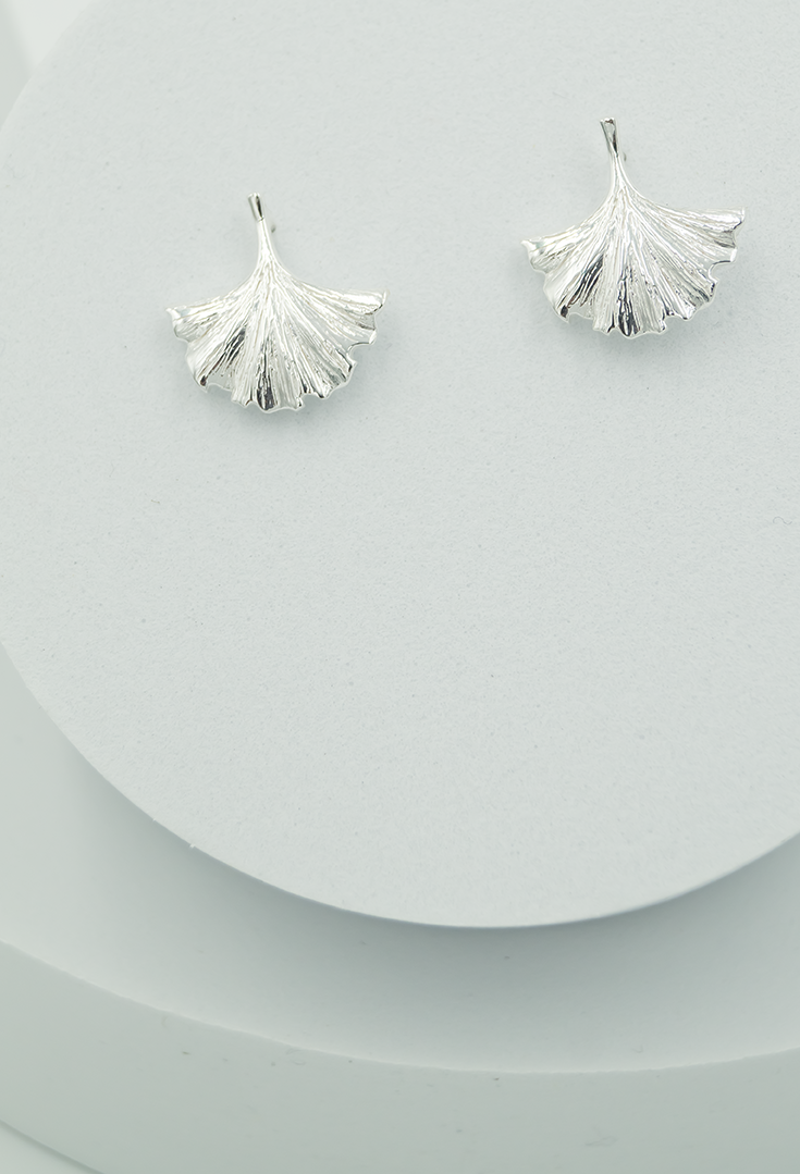 Silver ginkgo 2025 leaf earrings