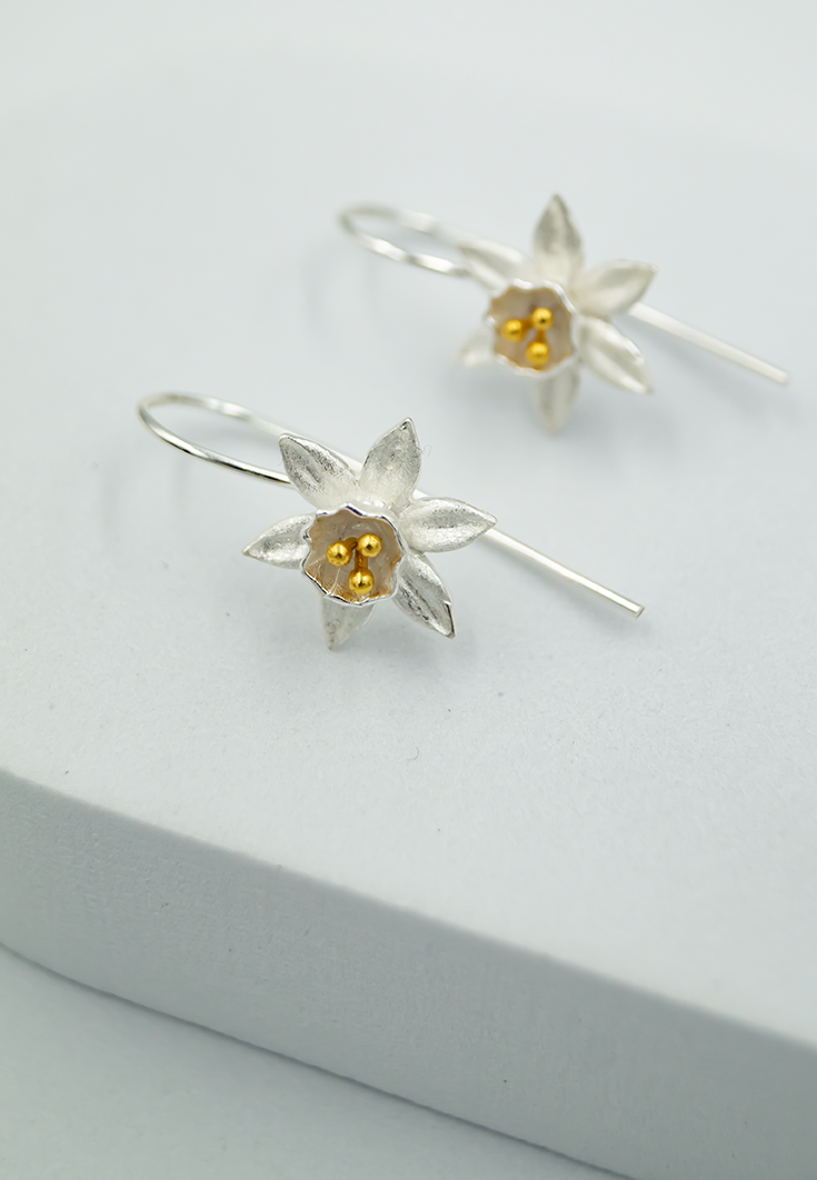 Silver 2025 daffodil earrings