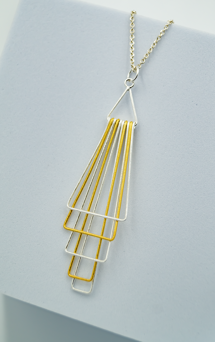 Silver & Gold Pyramid Necklace