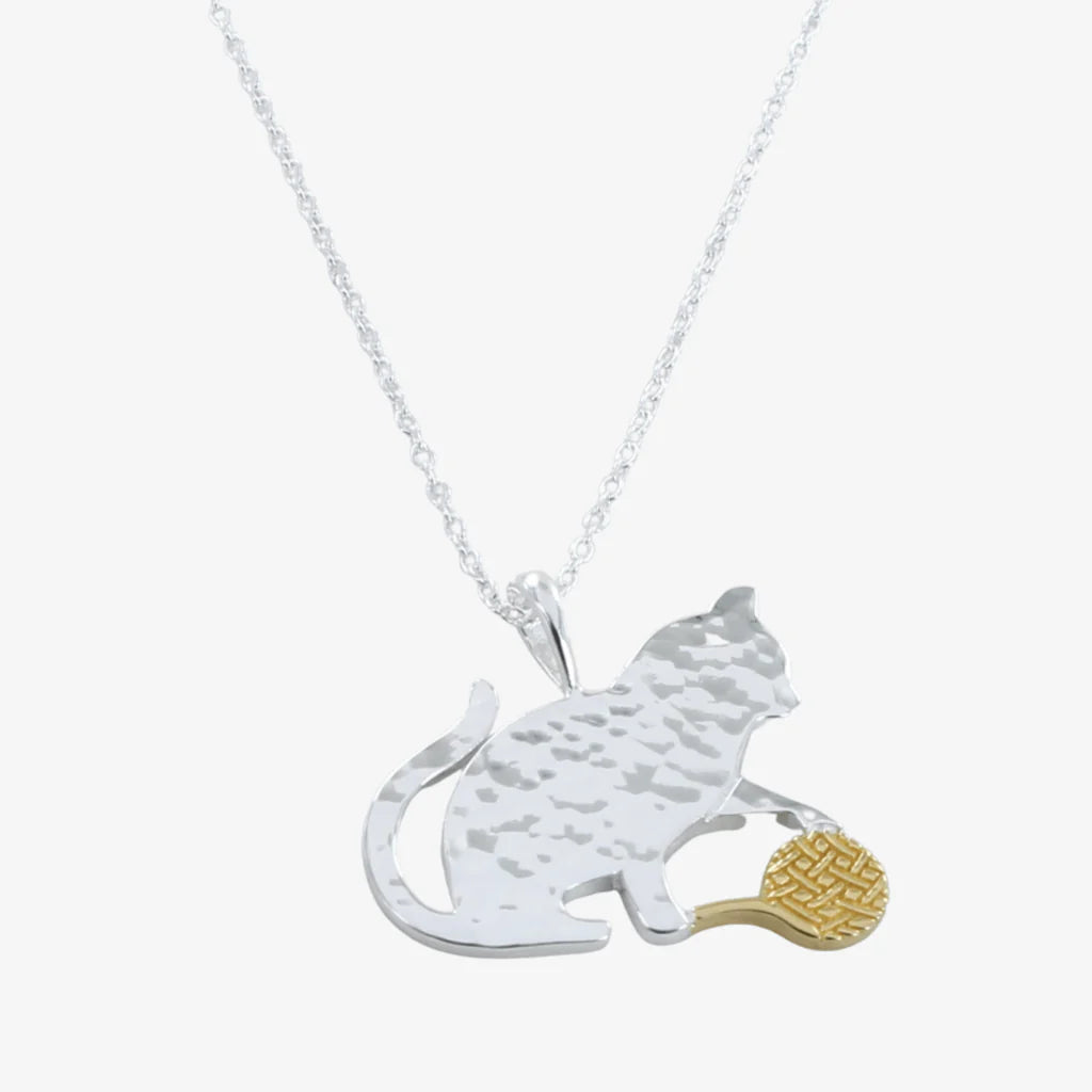 Cat with Wool Silver Necklace