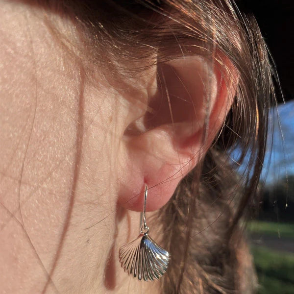 Scallop Shell Silver Earrings