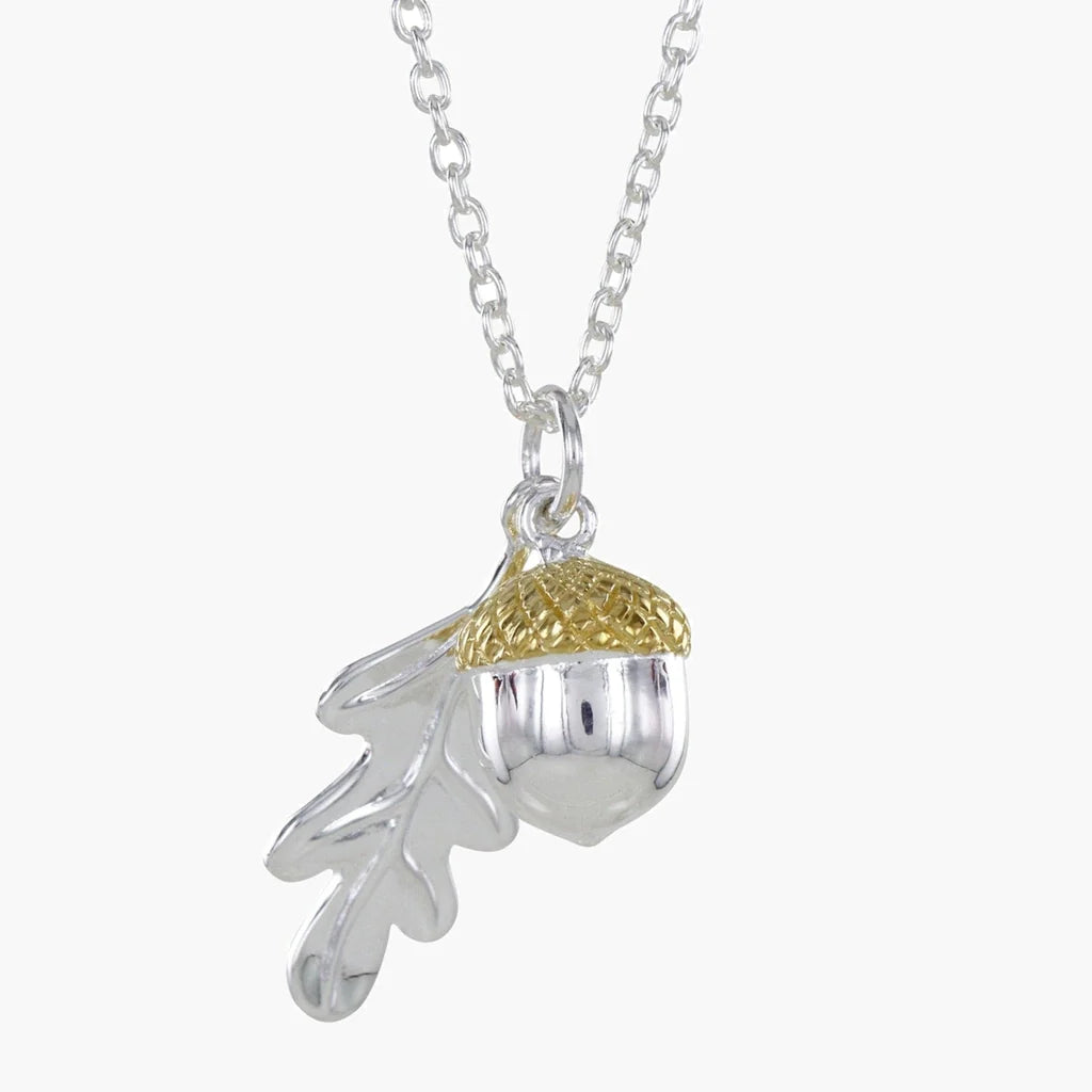 Oak Leaf and Acorn Sterling Silver and Gold Plated Necklace