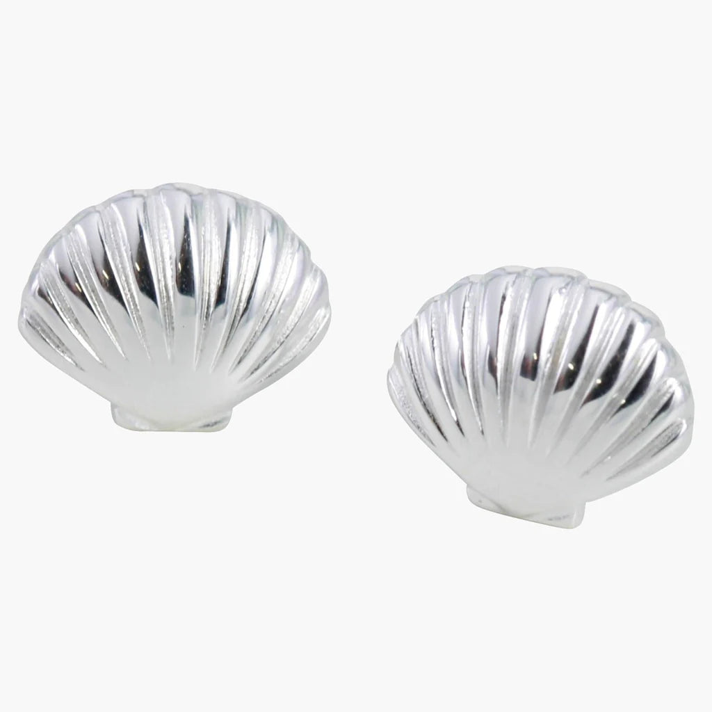 Scallop Shell Silver Earrings