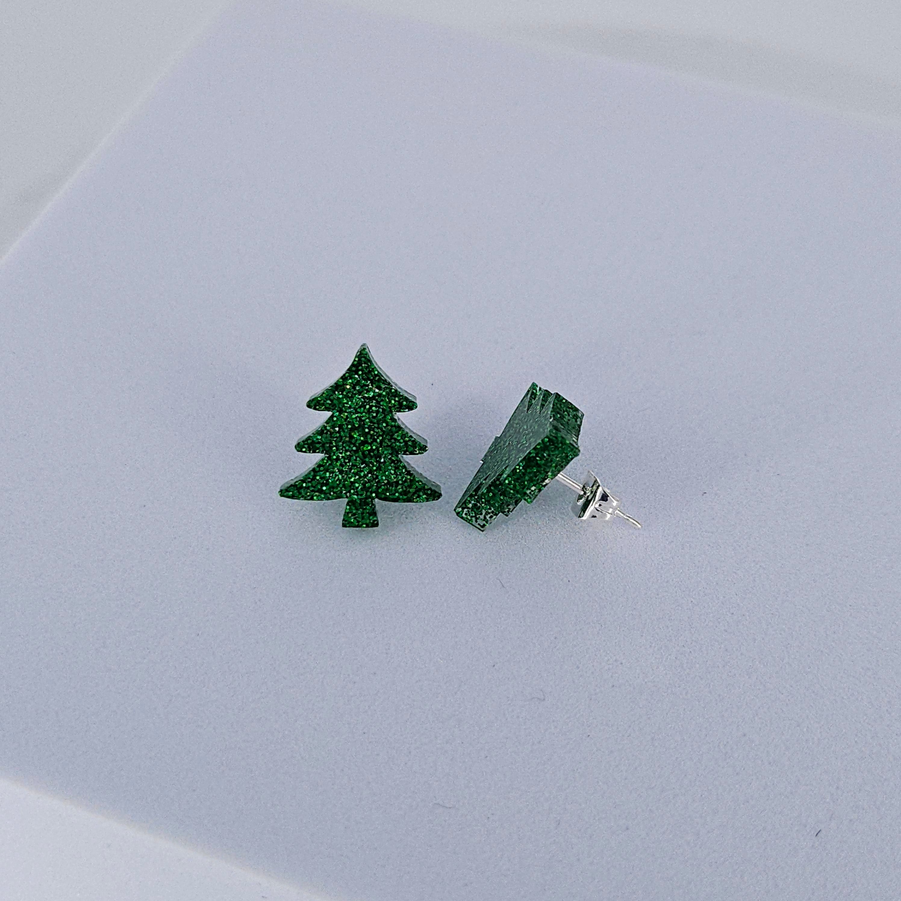 Christmas Tree Sparkly Studs