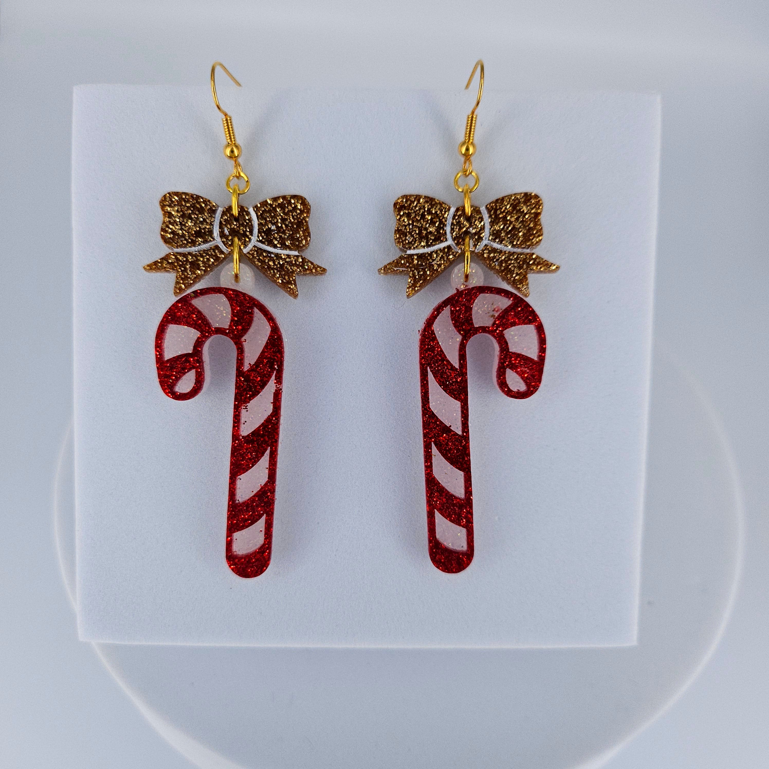 Candy Cane Christmas Earrings