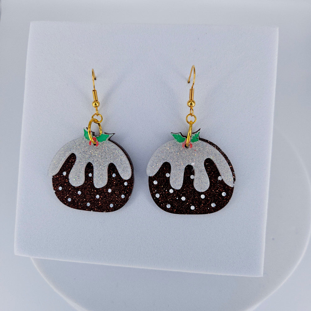 Christmas Pudding Sparkly Earrings