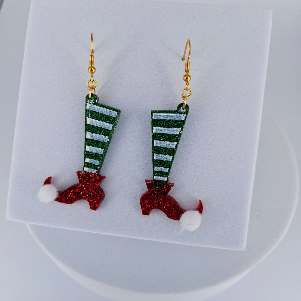 Elf Legs Christmas Earrings