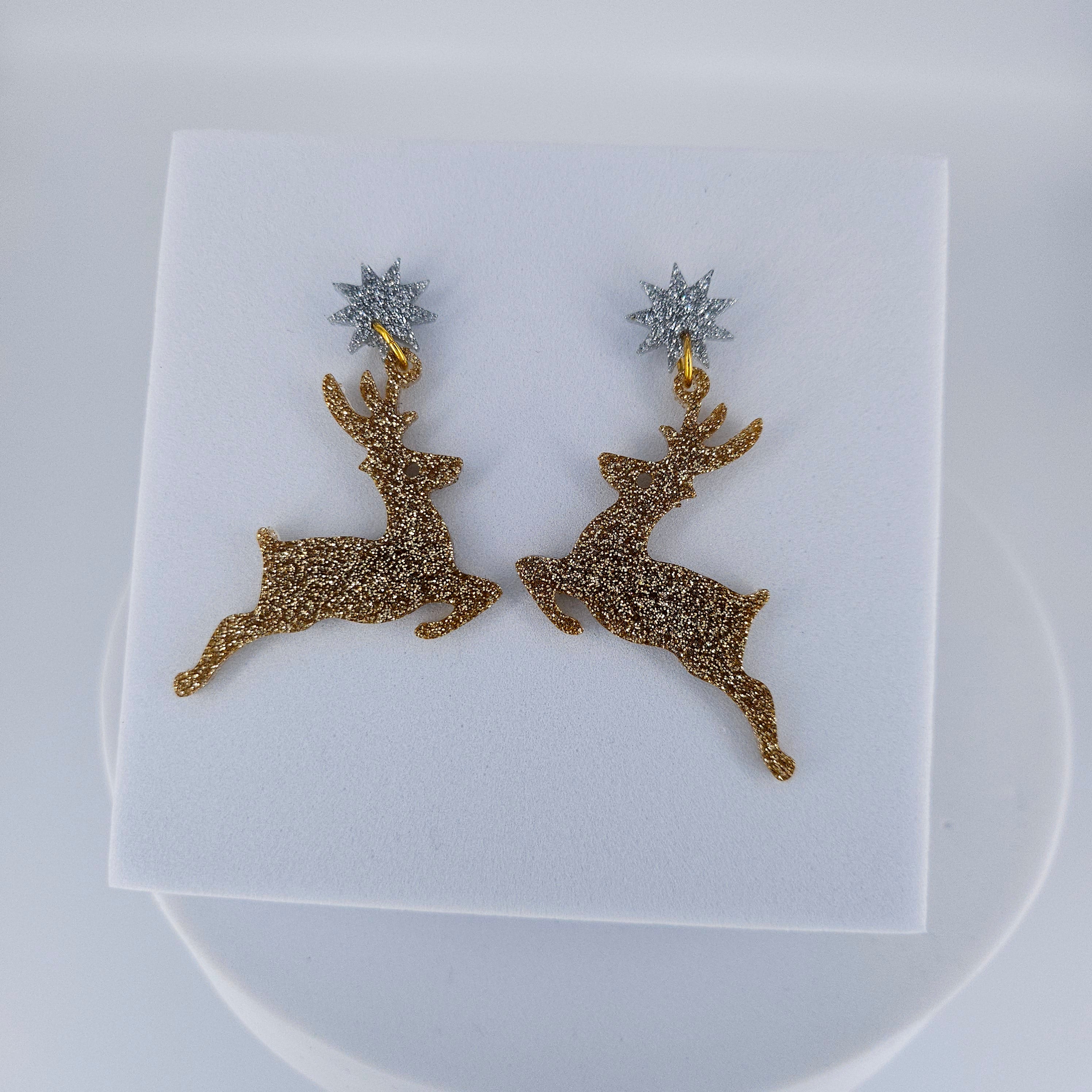 Reindeer Sparkly Earrings