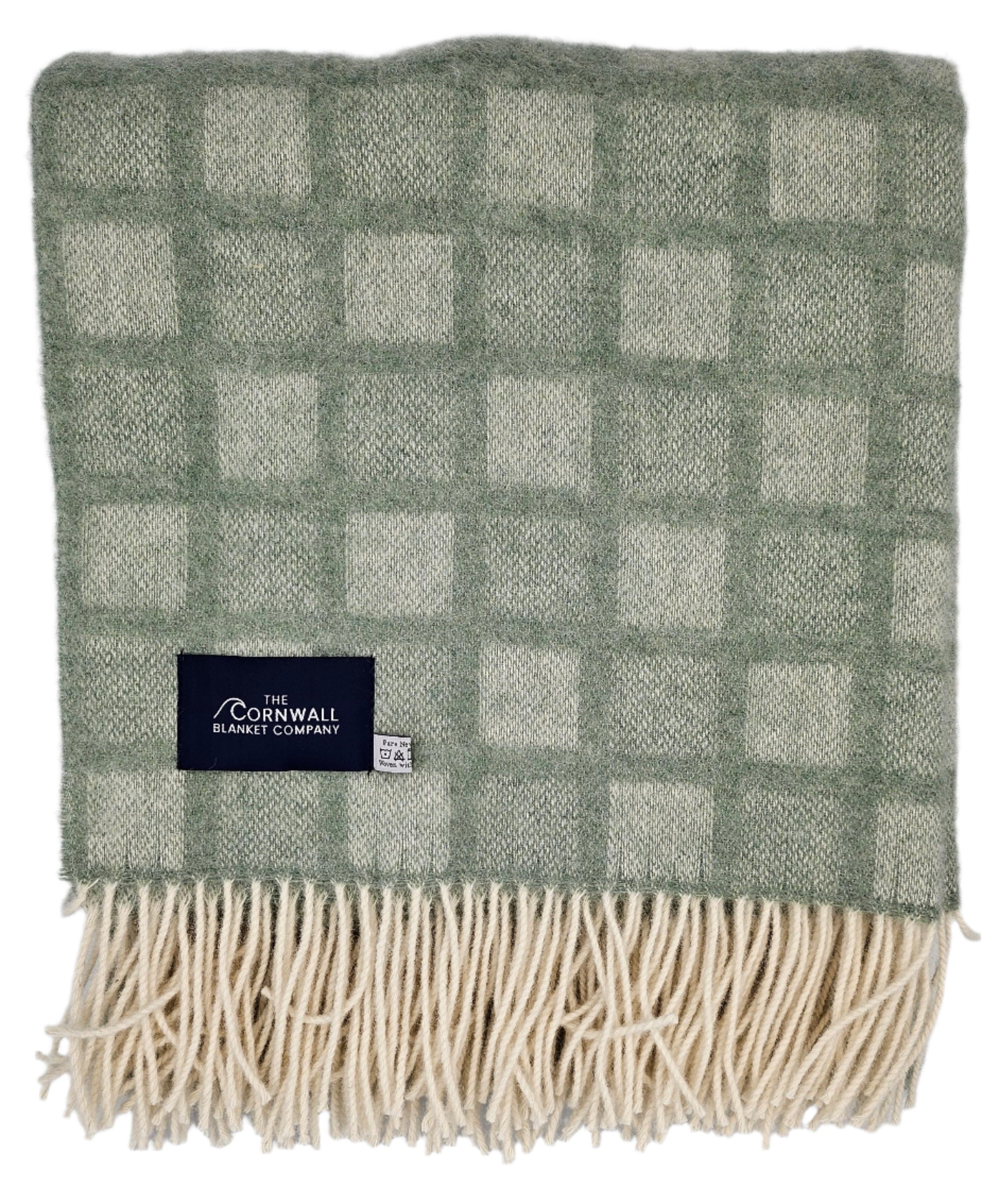 Muted Green Square Wool Blanket