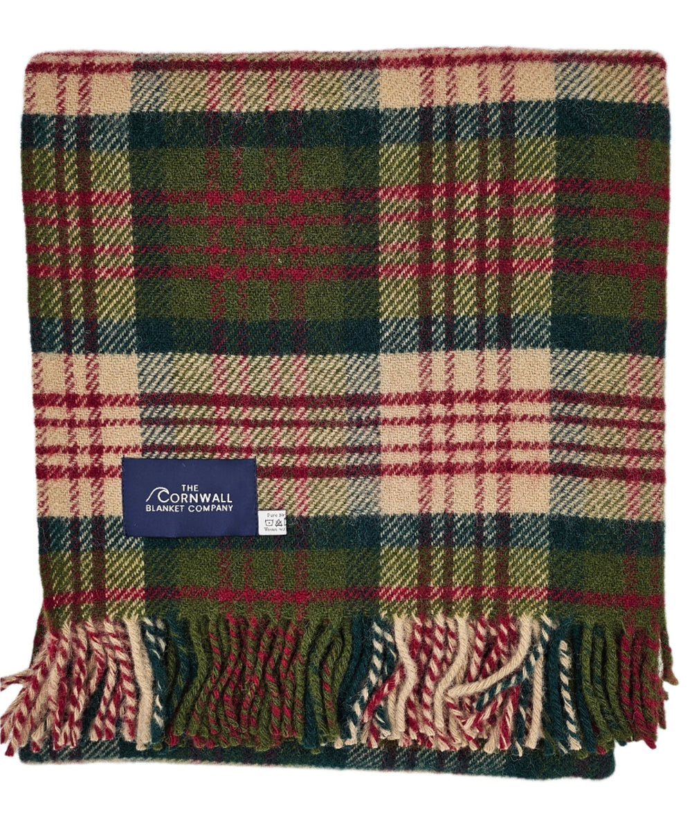 Pink & Green Tartan Wool Blanket