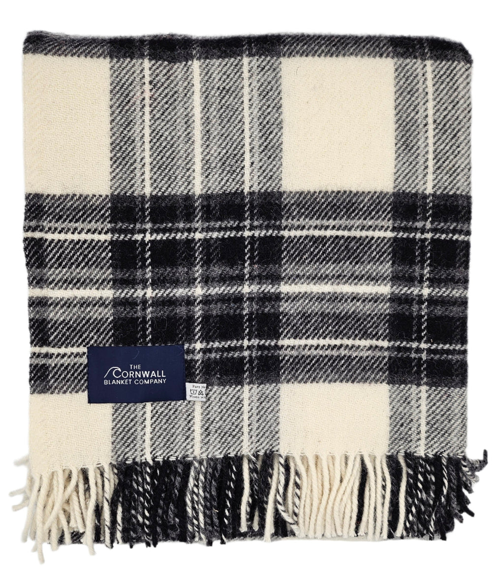 Black & white Tartan Wool Blanket