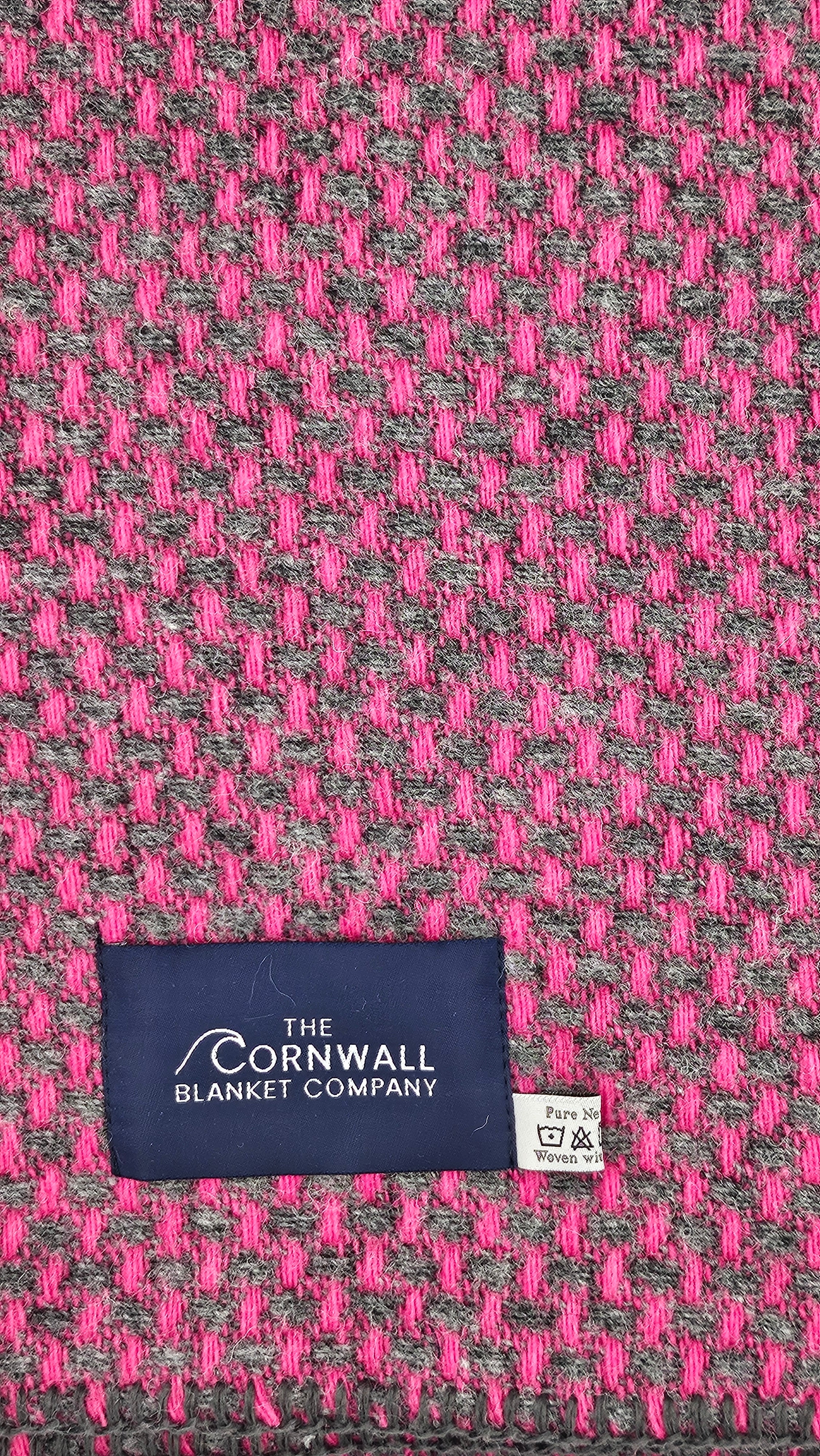 Pink & Grey Twill Wool Blanket