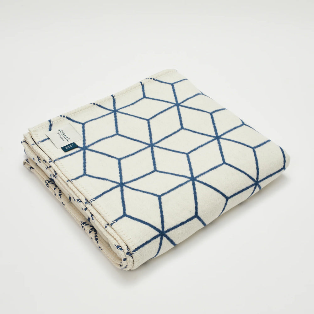 Blue Geometric Recycled Cotton Blanket