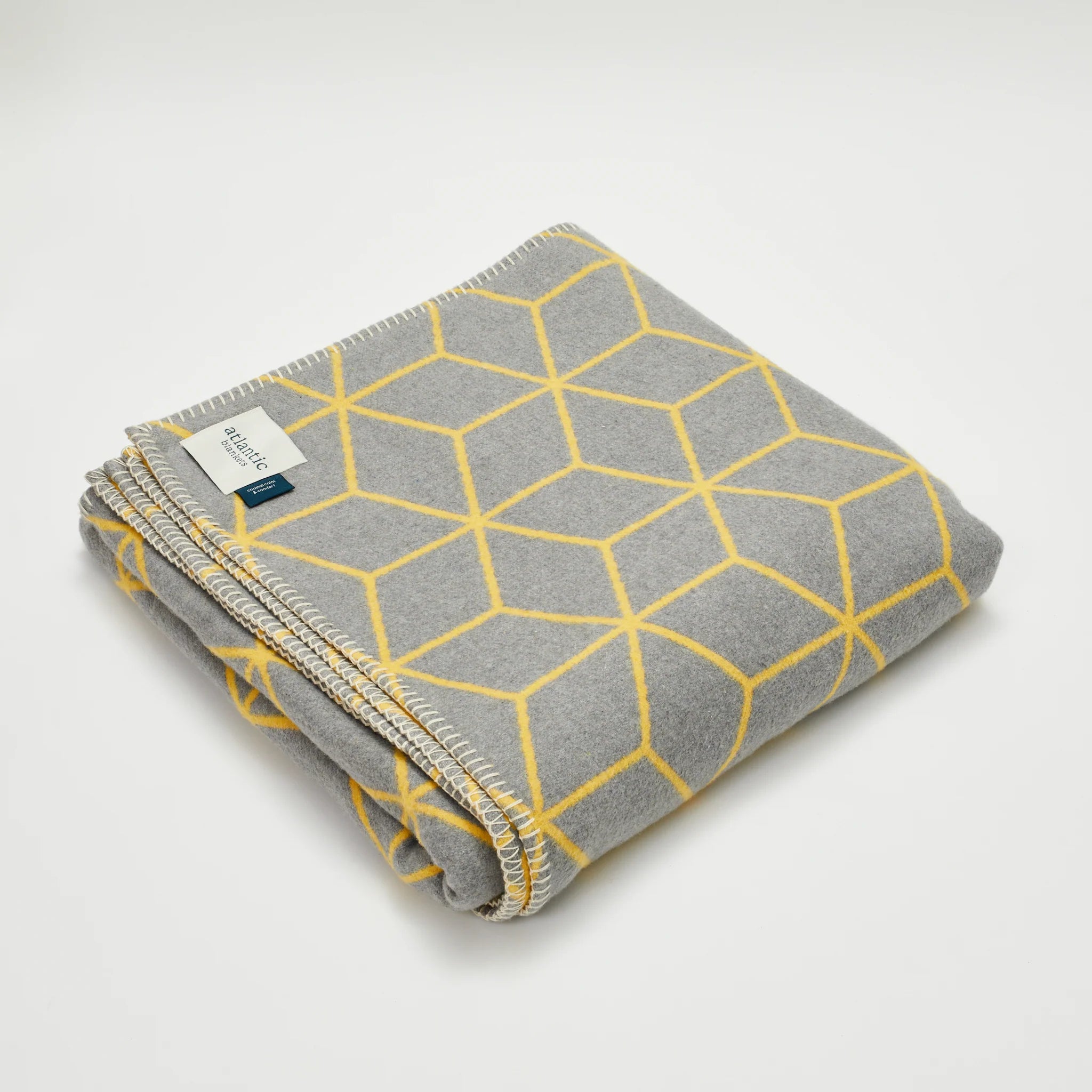 Grey and Yellow Geometric Recycled Cotton Blanket