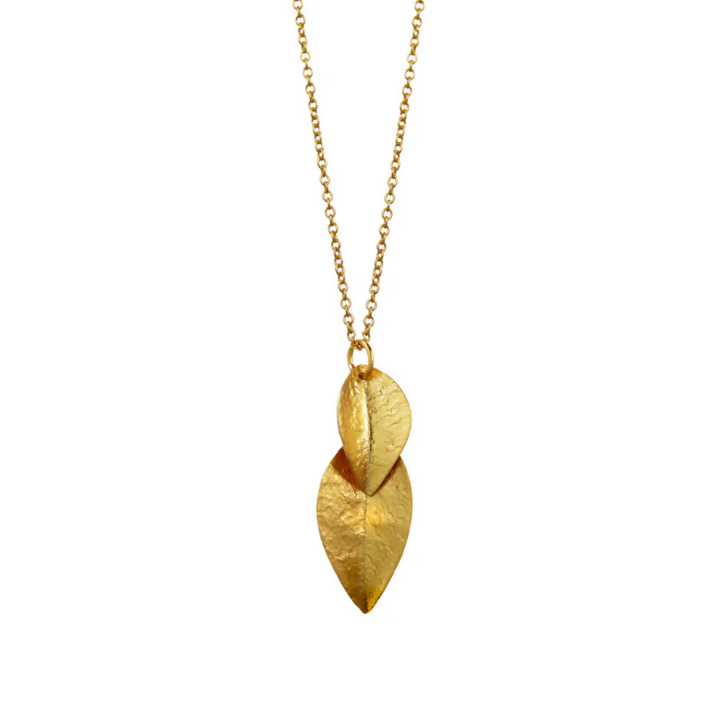 Gold Double Leaf Necklace