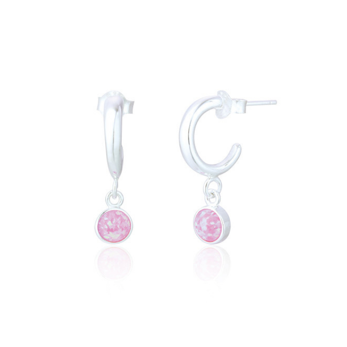 Pink Opal Hoop Earrings
