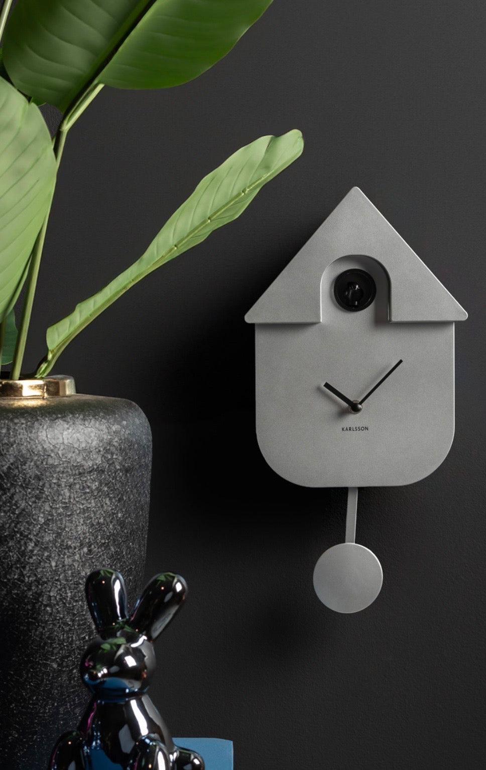 Metallic Silver Modern Cuckoo Clock