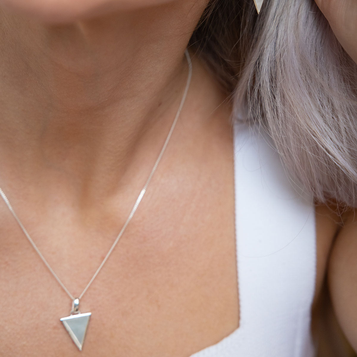 Mother of Pearl Triangle Necklace