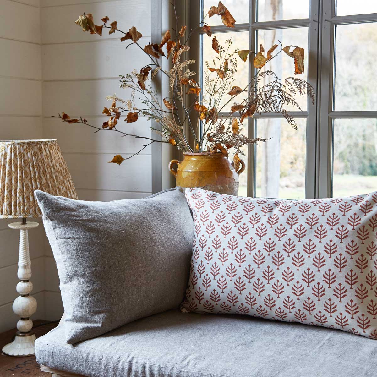 Weaver Green - Fern Coral Canvas Cushion