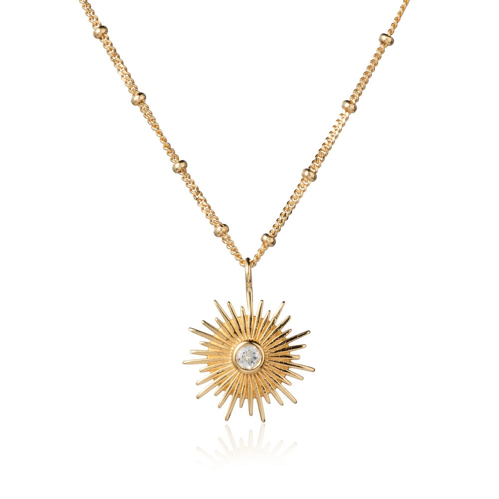 Sun Necklace with White Topaz