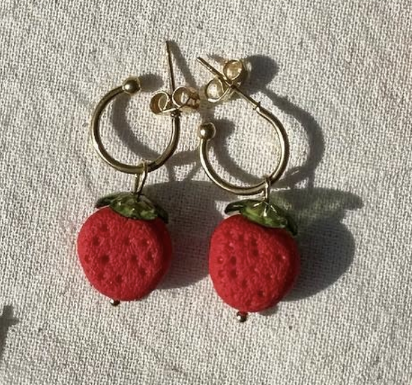 Polymer Clay Strawberry Earrings