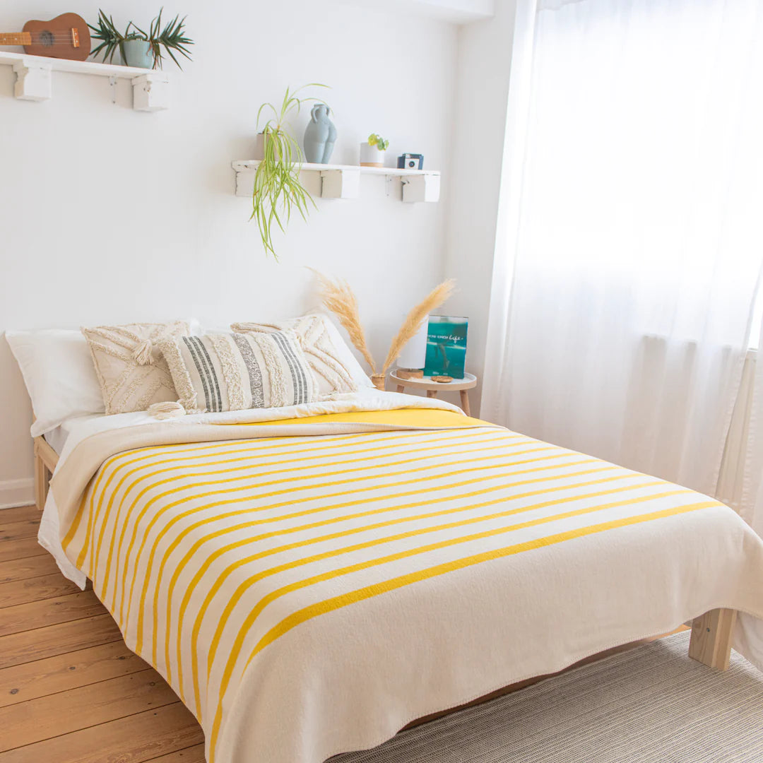 Yellow Stripe Recycled Cotton Blanket