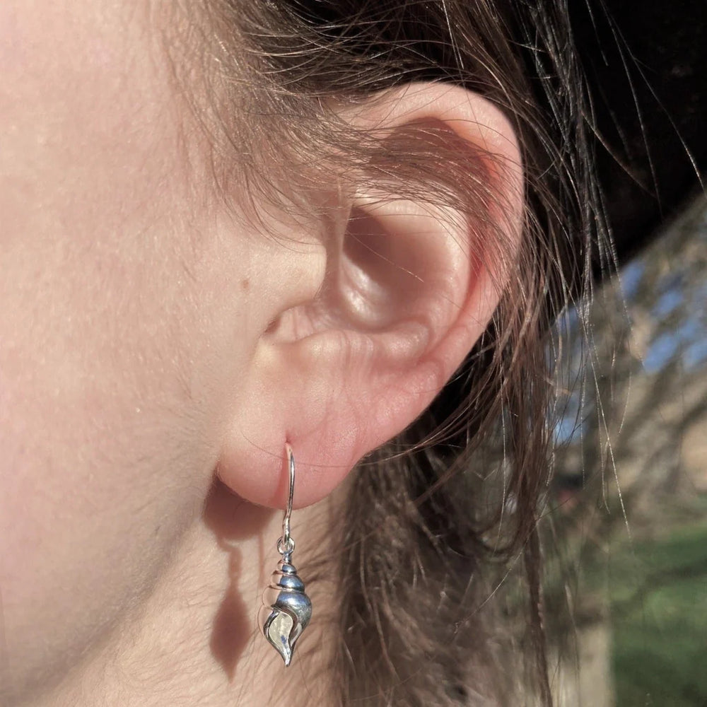 Conch Shell SIlver Earrings