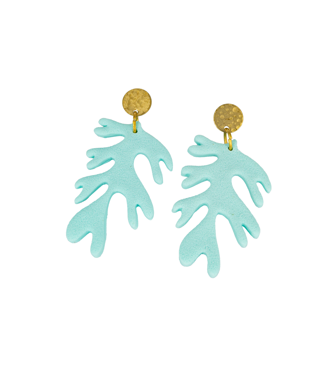 Coral Earrings in Aqua