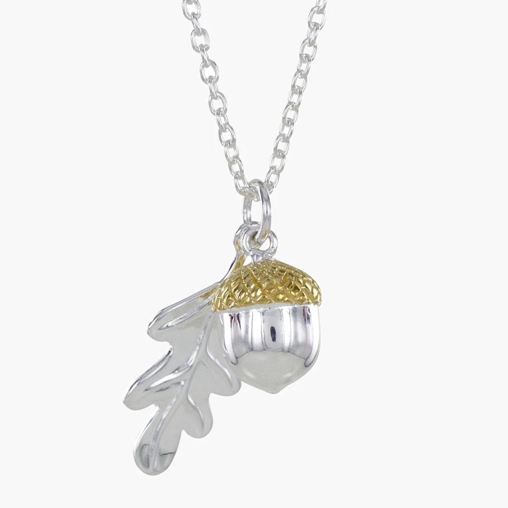 Oak Leaf and Acorn Sterling Silver and Gold Plated Necklace