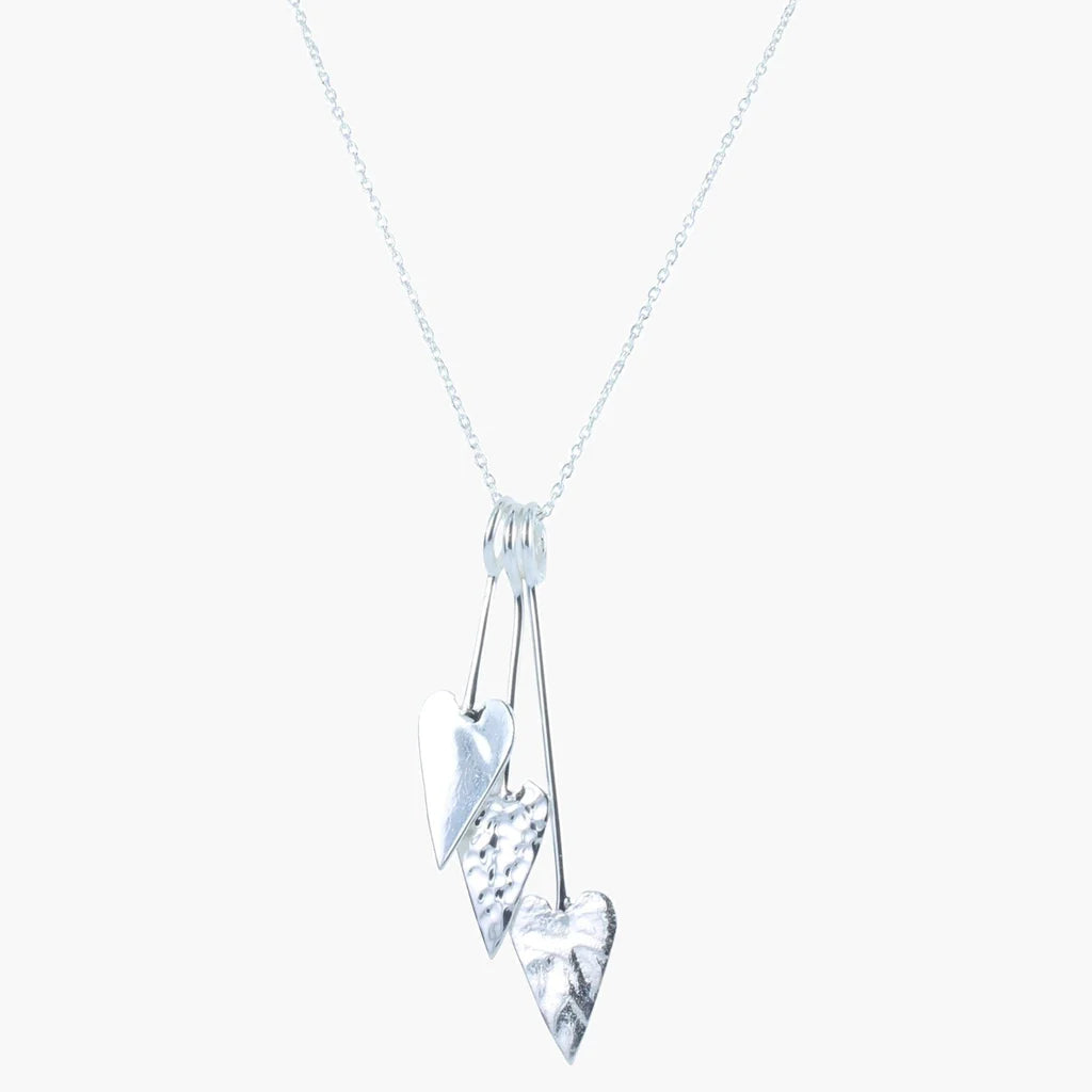 Trio of Hearts Design Silver Necklace