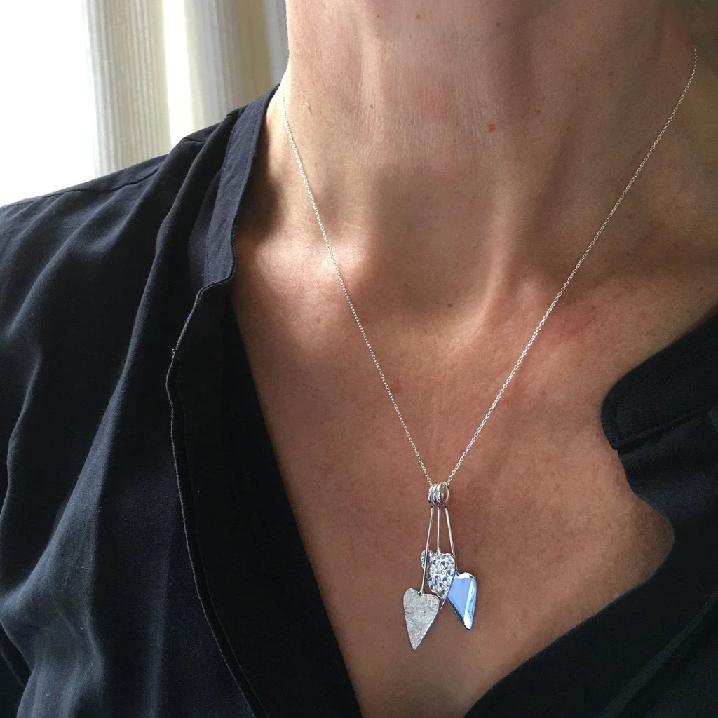 Trio of Hearts Design Silver Necklace