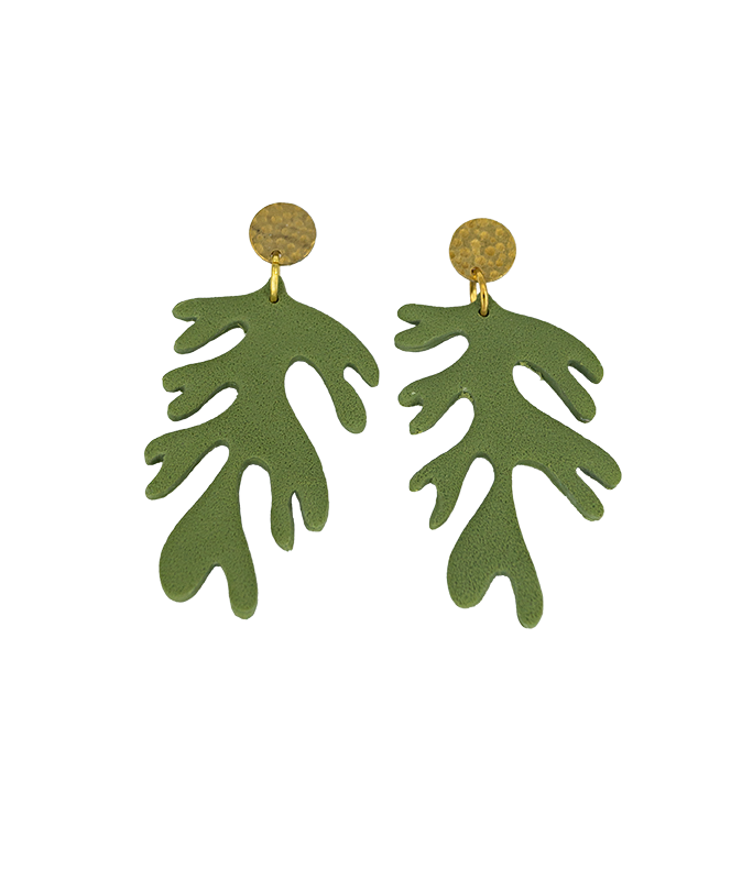 Coral Earrings in Green